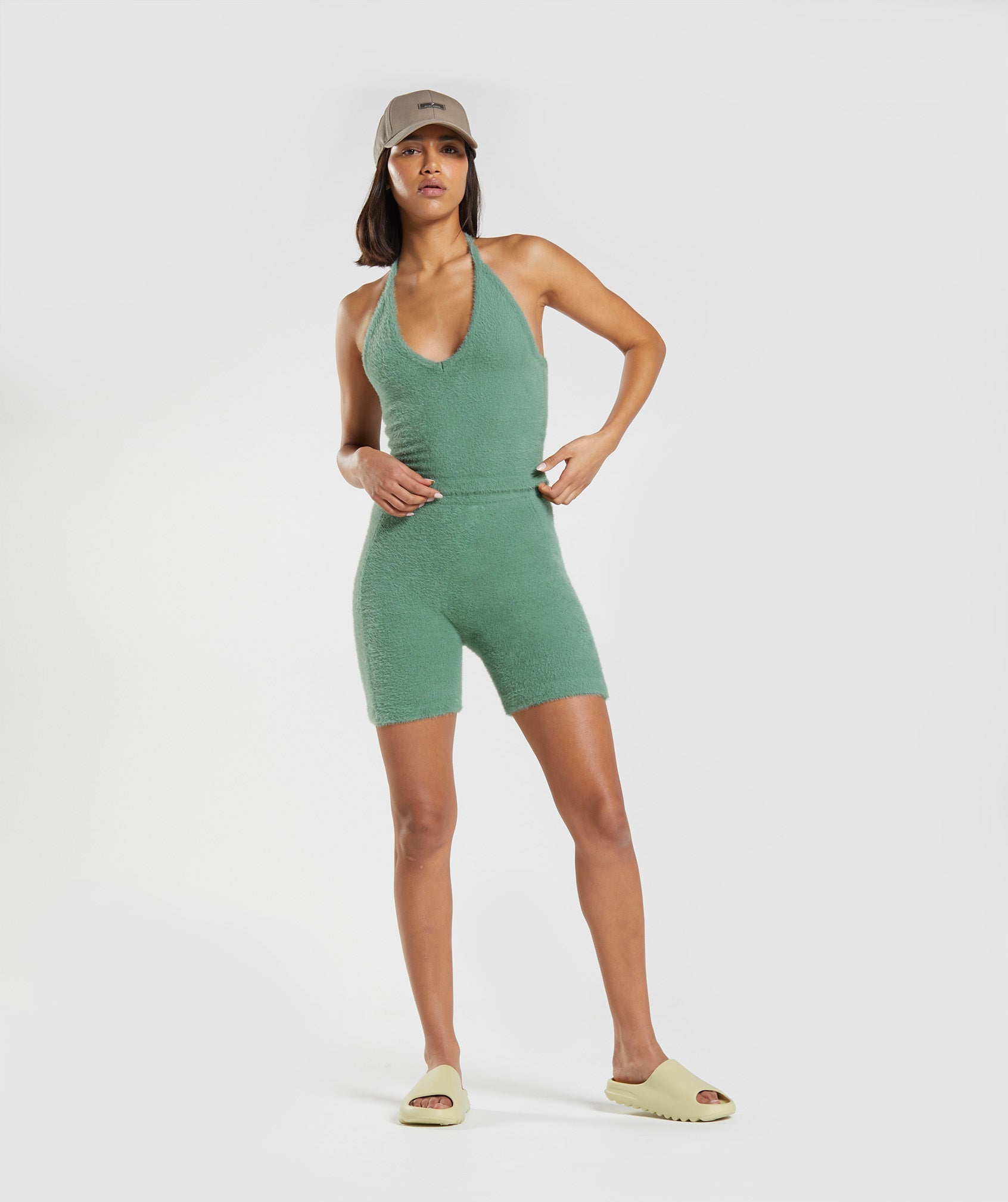 Whitney Eyelash Knit Shorts in Leaf Green - view 4