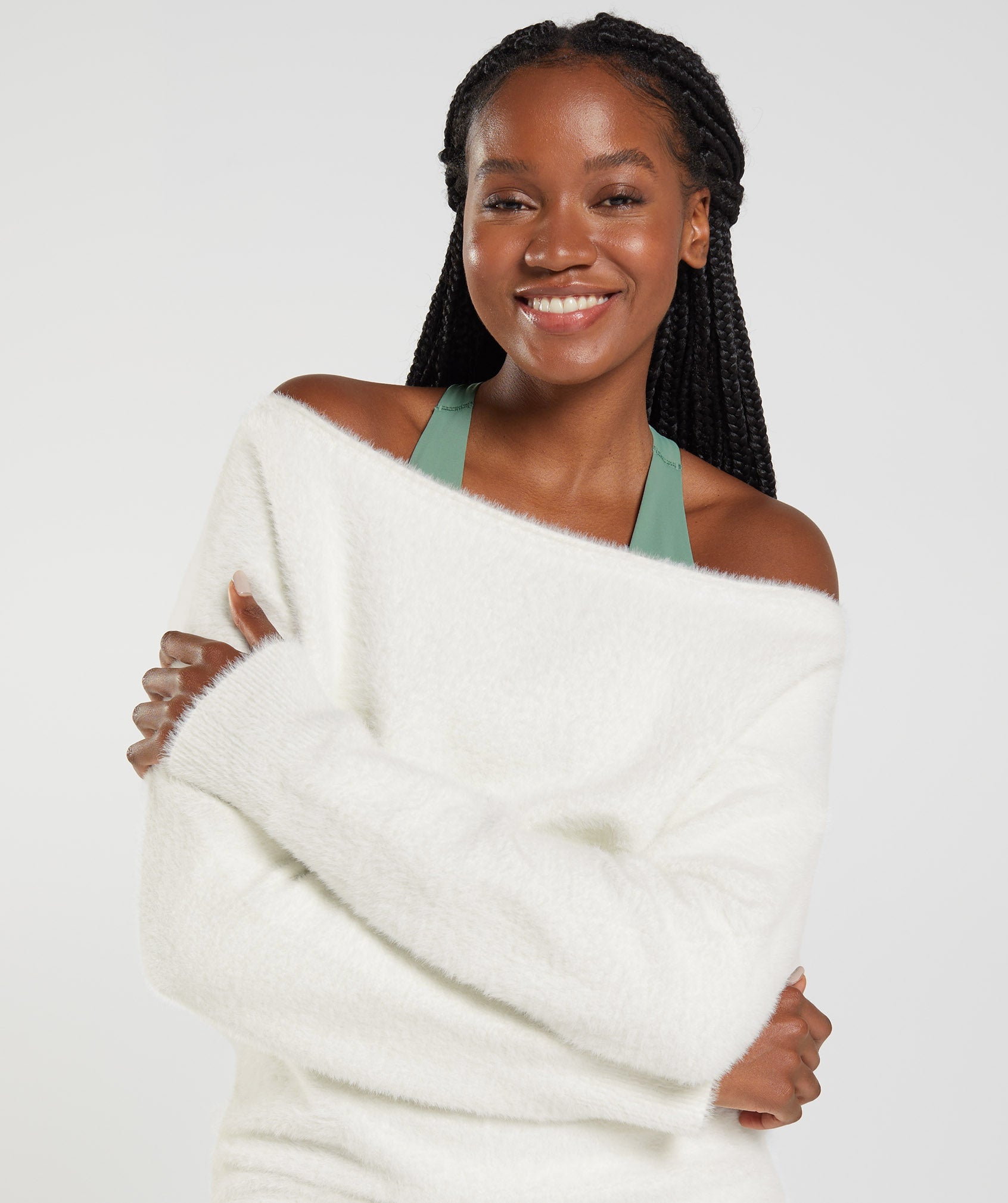 Whitney Oversized Eyelash Knit Sweater in Skylight White - view 6