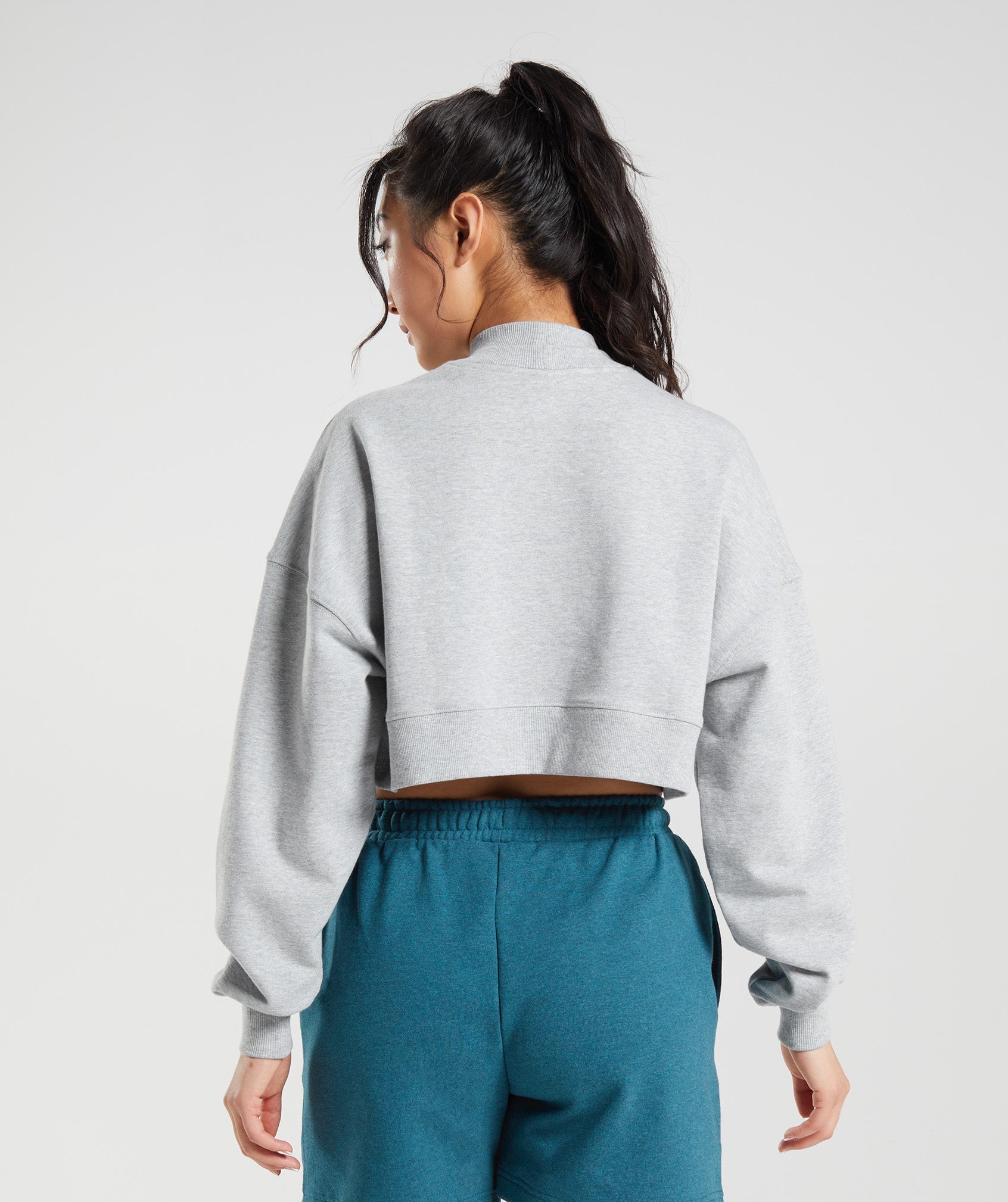 Rest Day Sweats Cropped Pullover in Light Grey Core Marl - view 2