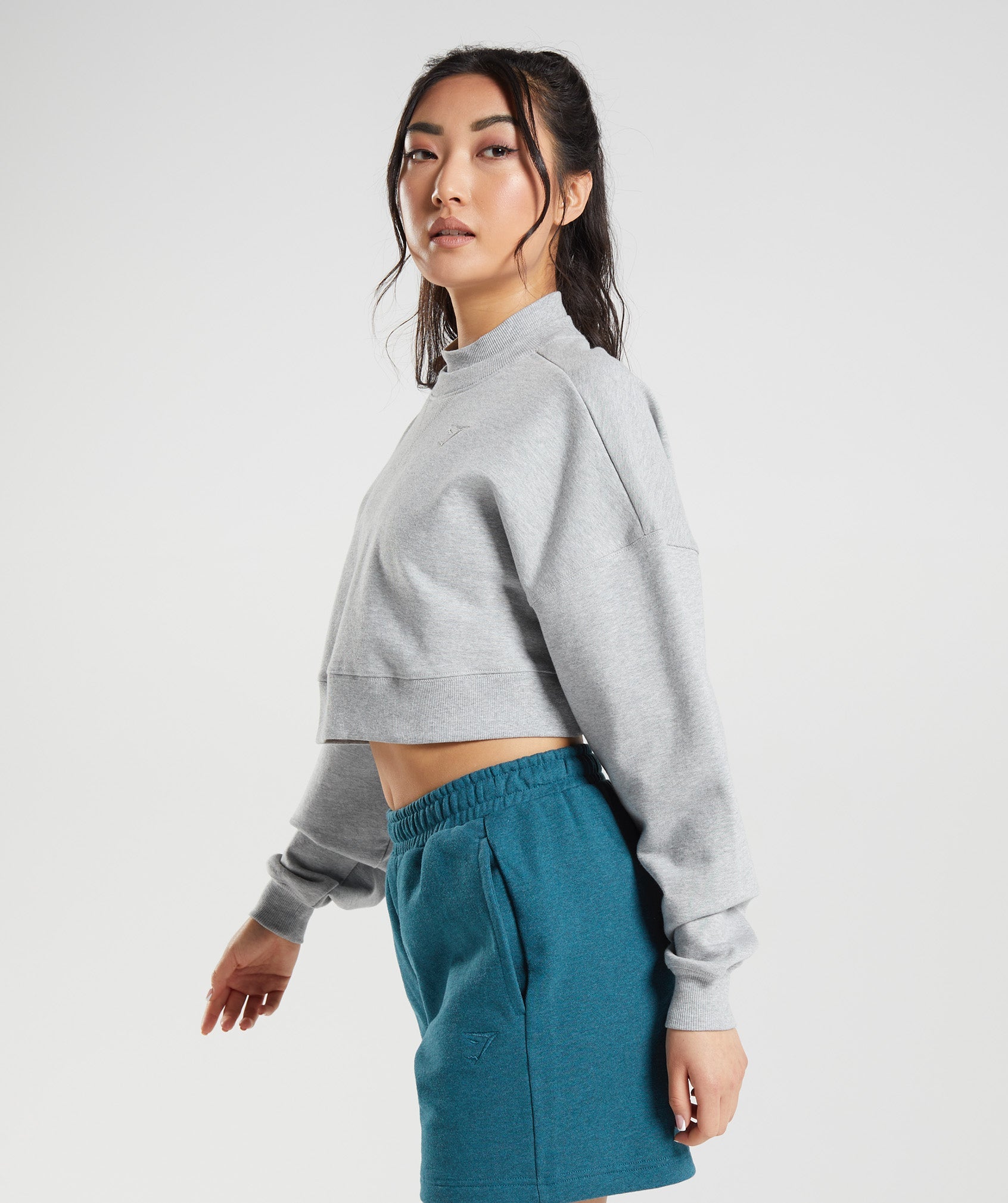 Rest Day Sweats Cropped Pullover in Light Grey Core Marl - view 3