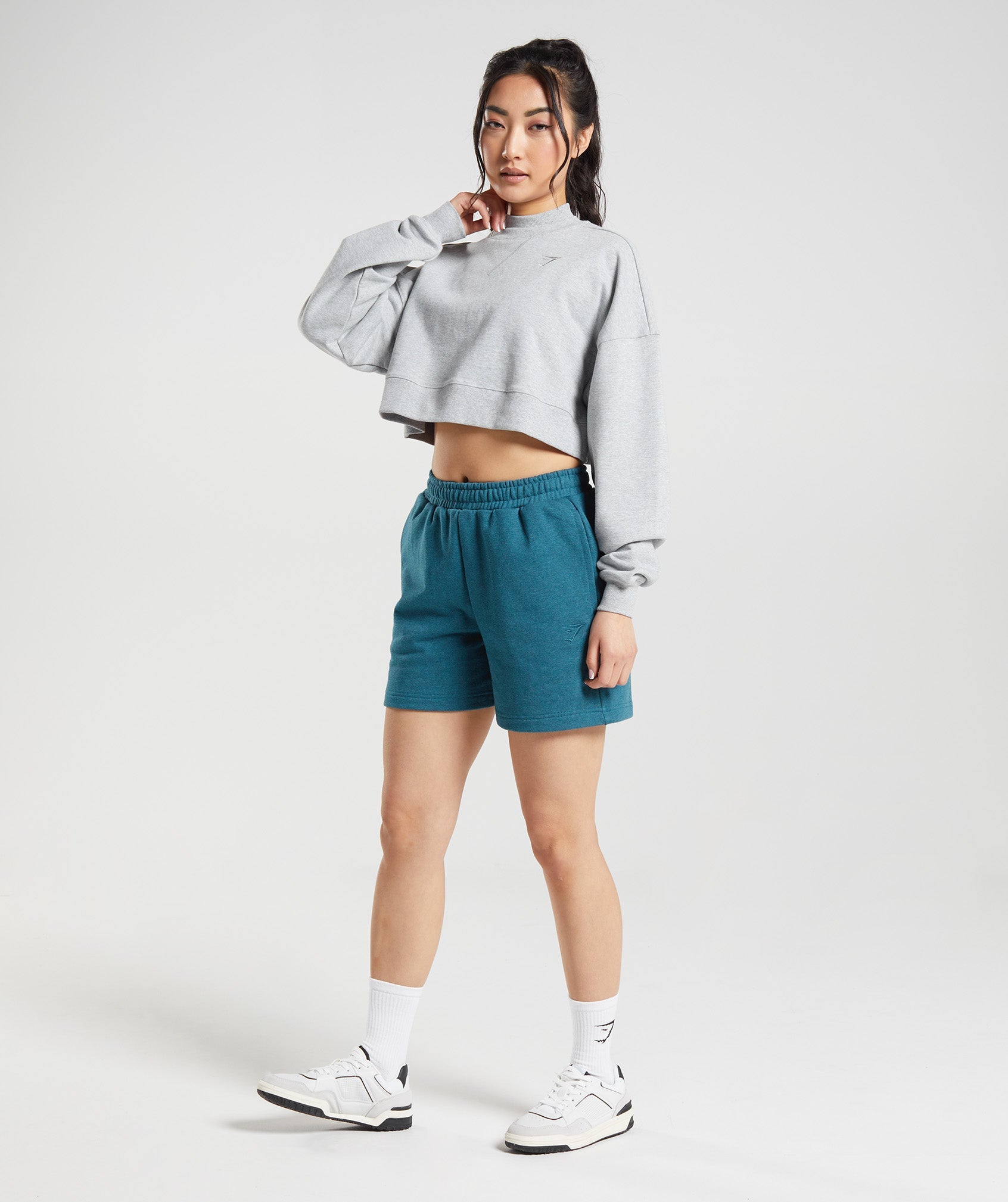 Rest Day Sweats Cropped Pullover in Light Grey Core Marl - view 4