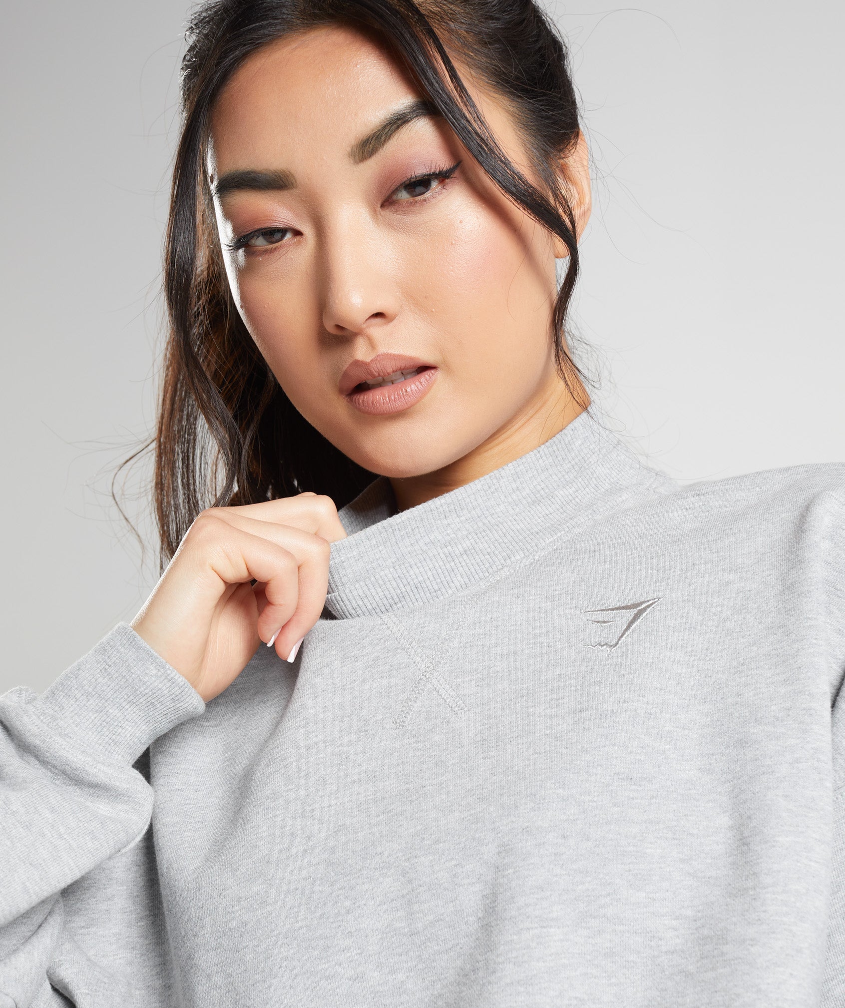Rest Day Sweats Cropped Pullover in Light Grey Core Marl - view 5