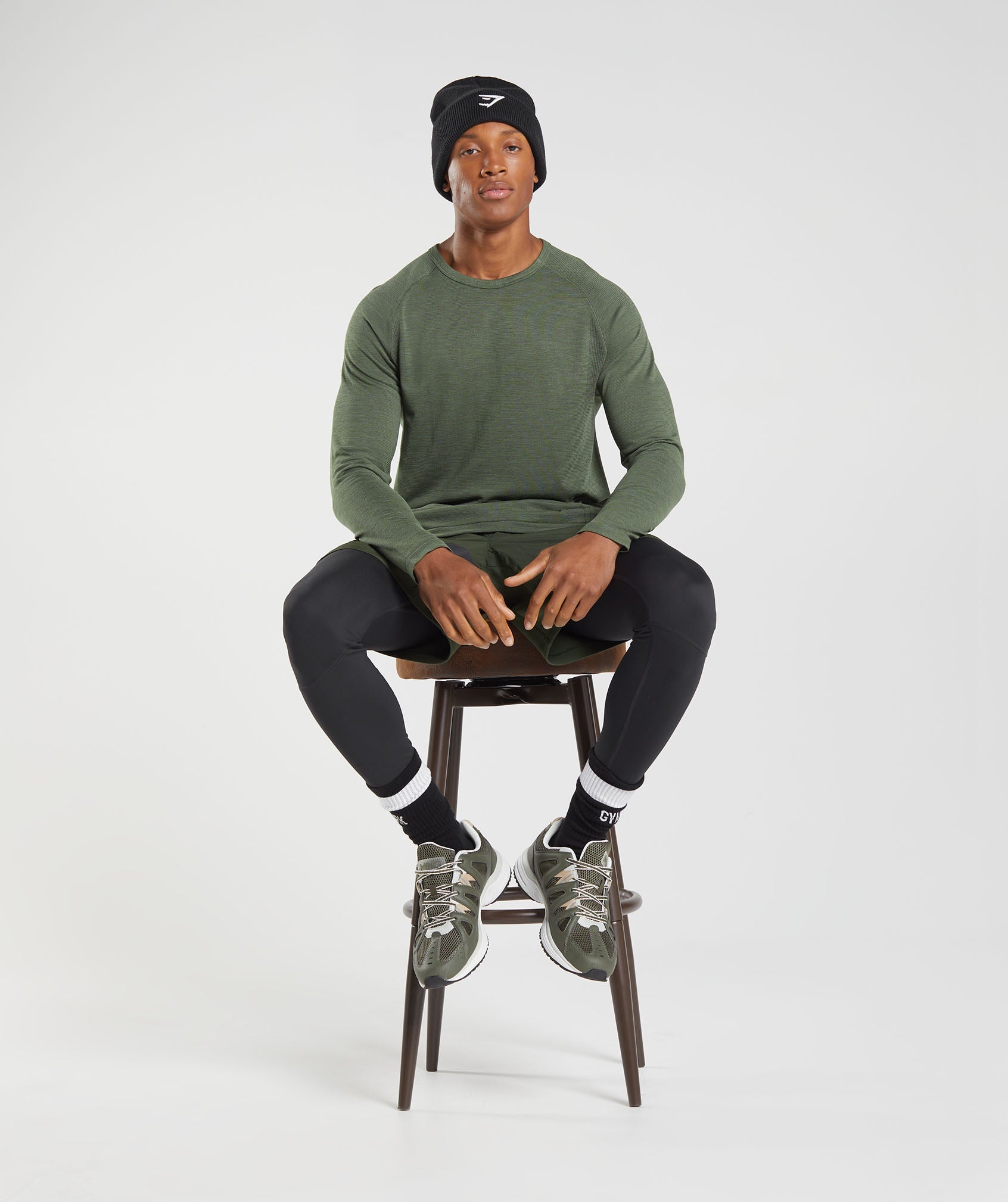 Retake Seamless Long Sleeve T-Shirt in Core Olive - view 4