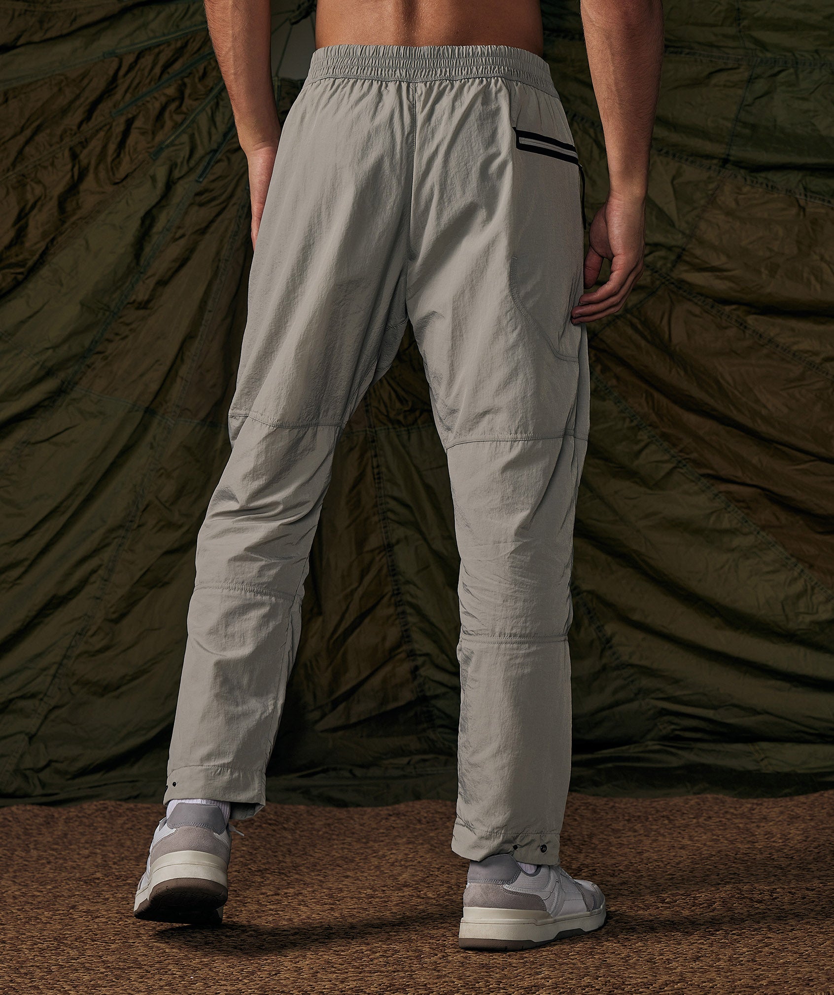 Retake Woven Joggers in Taupe Grey - view 2