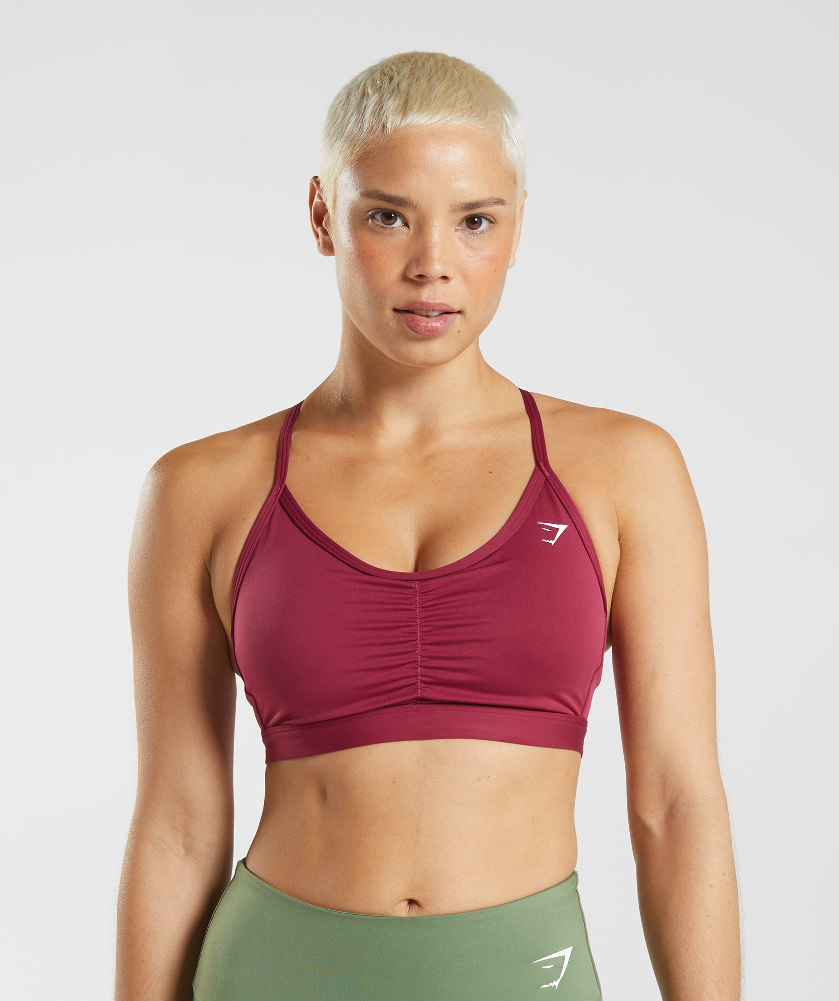 Ruched Sports Bra in Currant Pink - view 1
