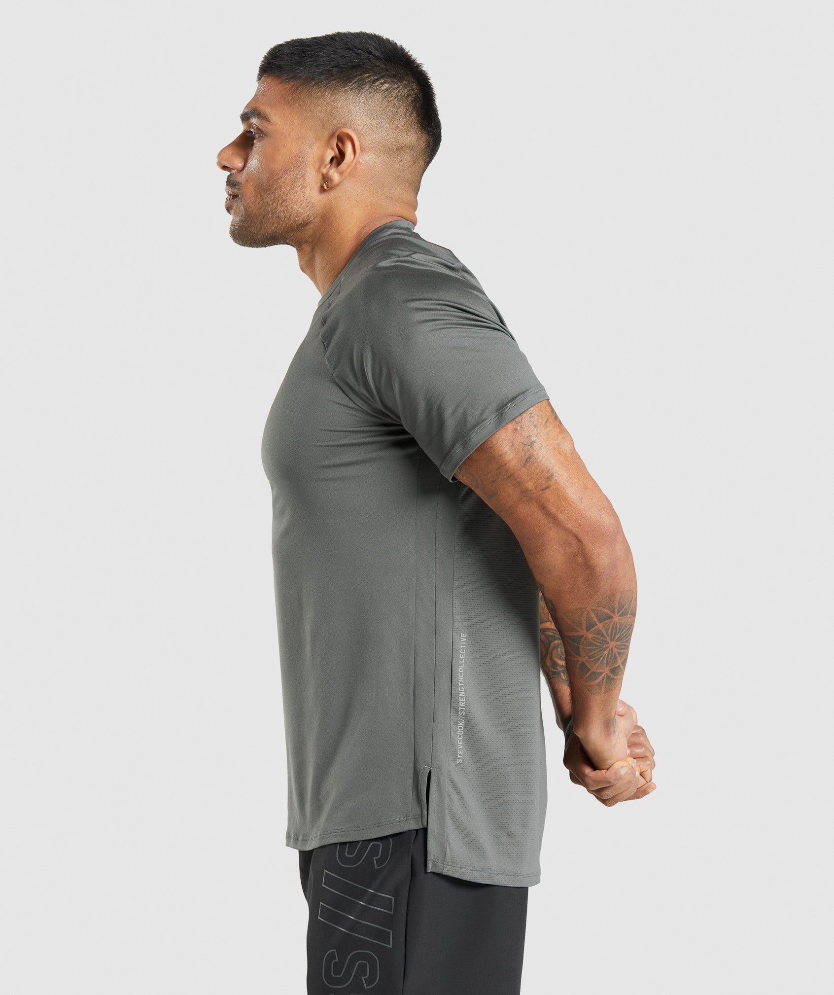 Gymshark//Steve Cook T-Shirt in Charcoal Grey - view 3