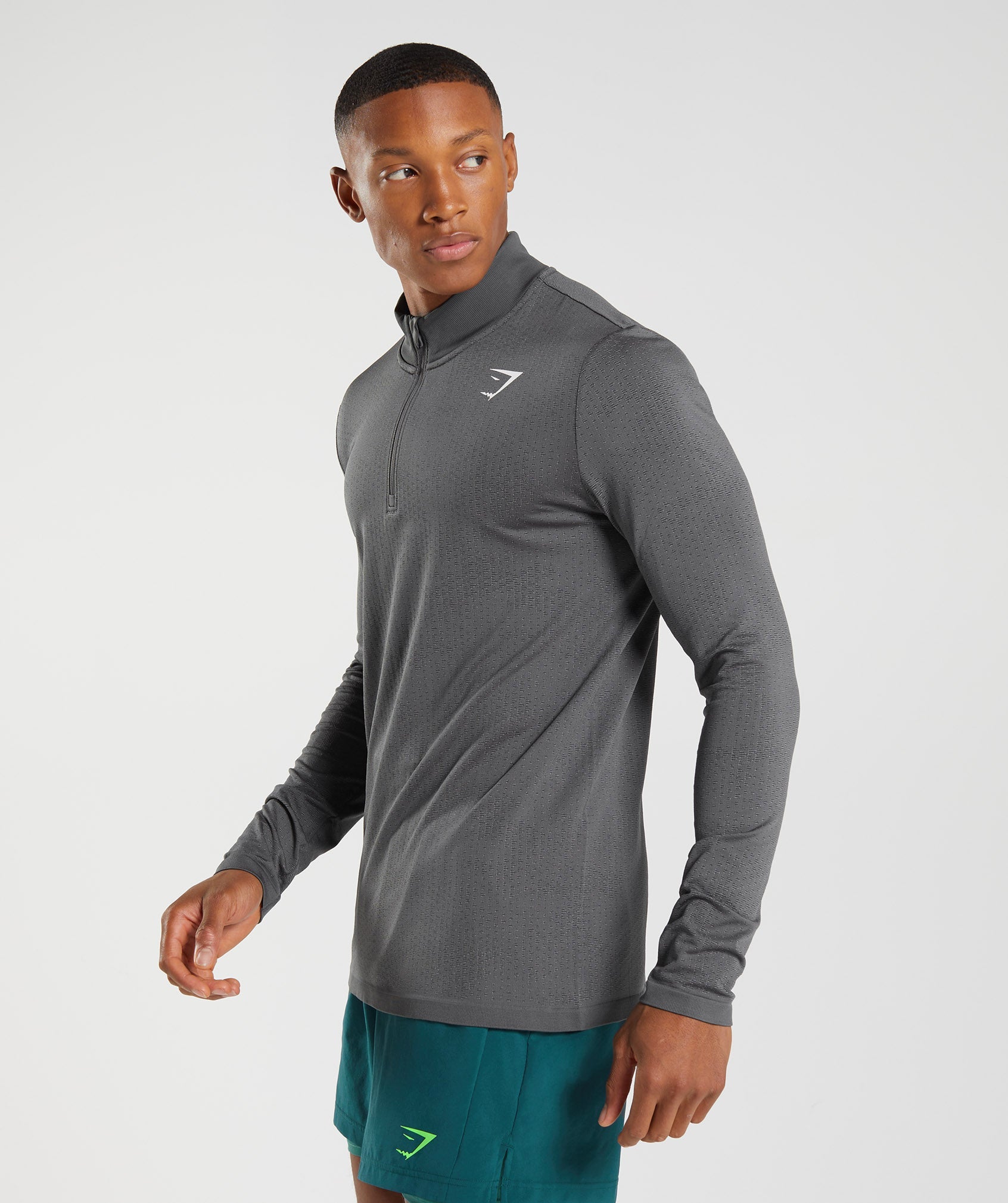 Sport Seamless 1/4 Zip in Silhouette Grey/Black - view 3