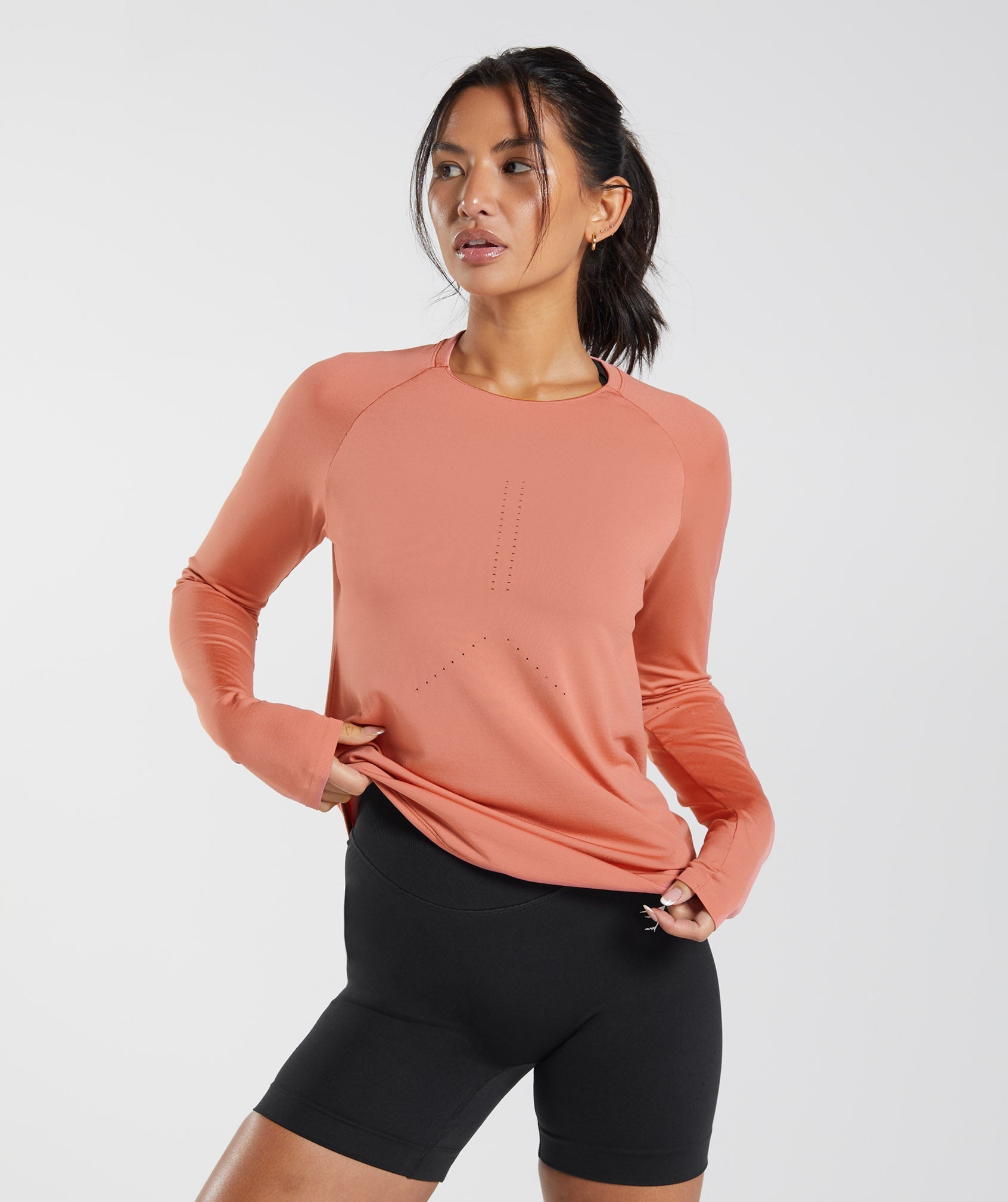 Sweat Seamless Long Sleeve Top in Terracotta Pink - view 1