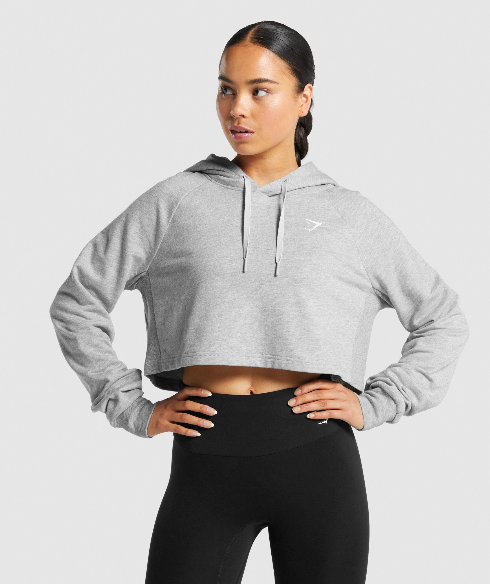 Training Cropped Hoodie in Light Grey Marl - view 1