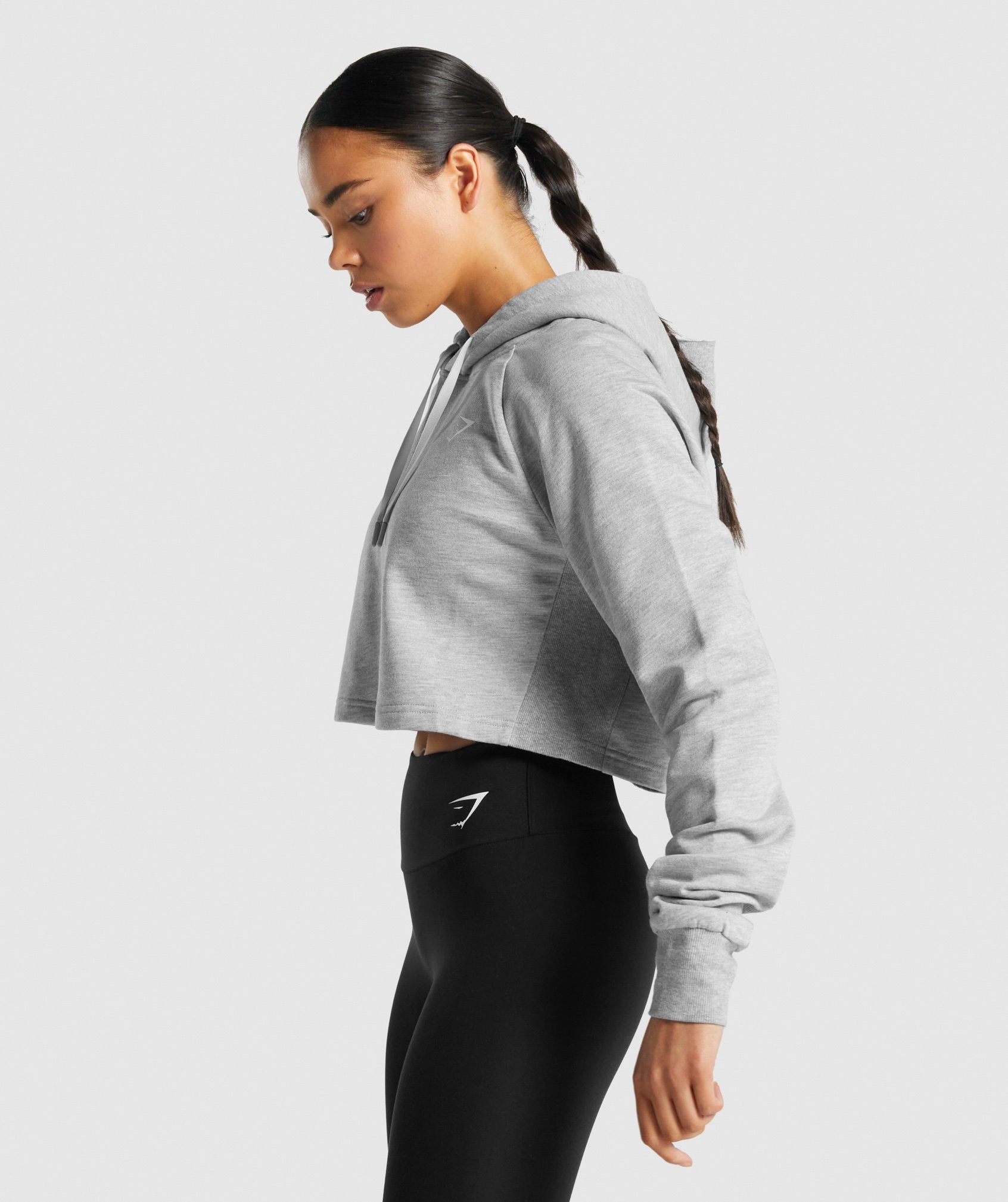 Training Cropped Hoodie in Light Grey Marl - view 3