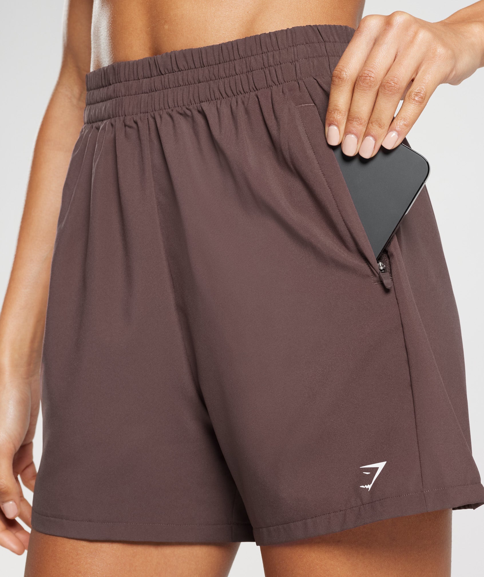 Woven Pocket Shorts in Chocolate Brown - view 6