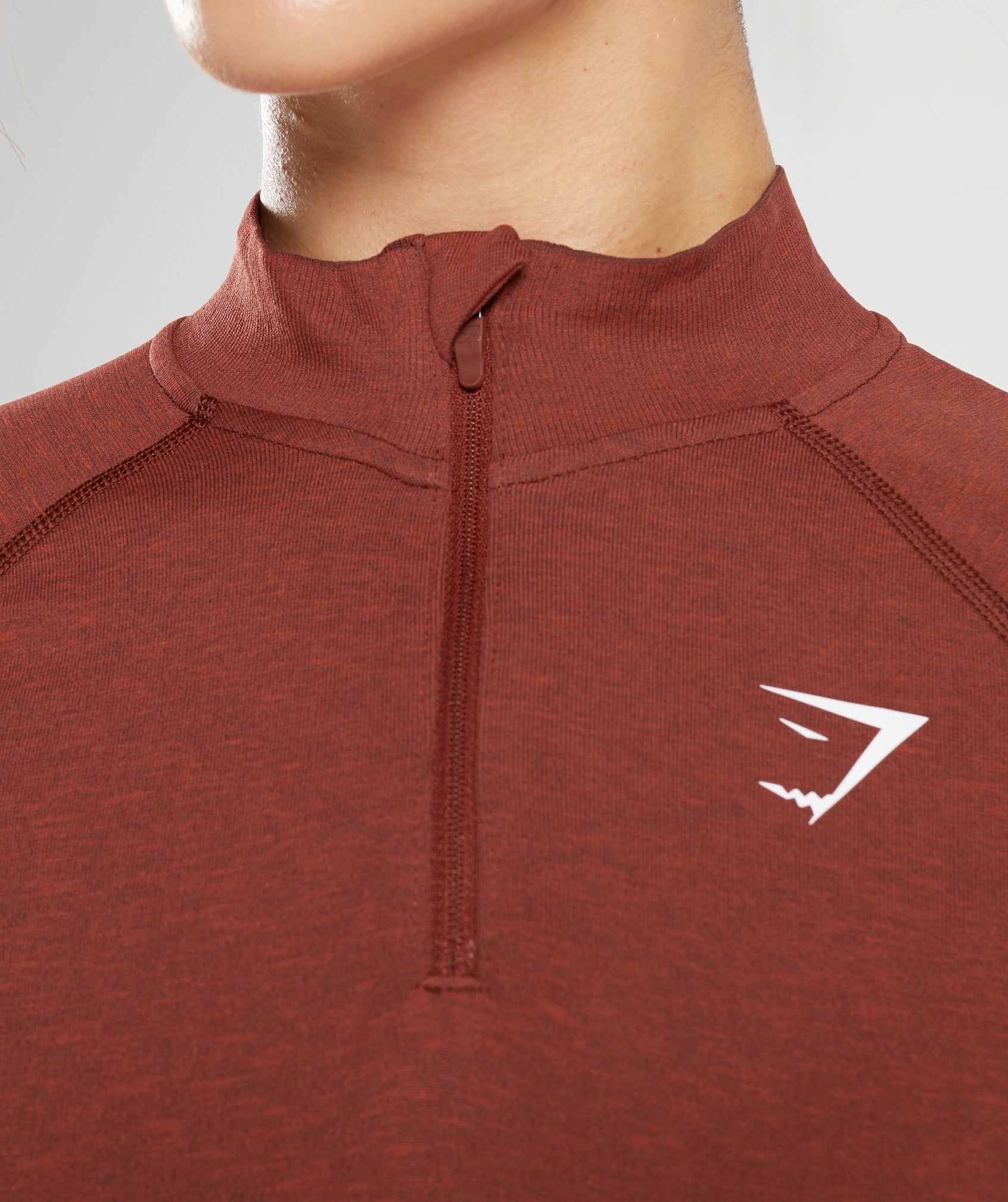 Vital Seamless 2.0 1/4 Track Top in Brick Red Marl - view 3