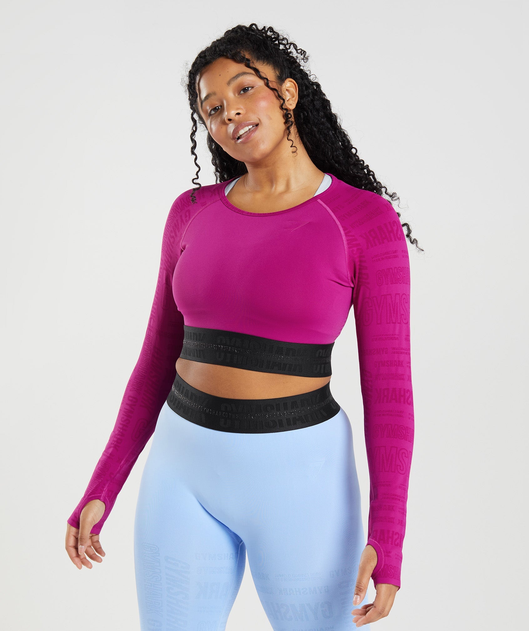 Vision Long Sleeve Crop Top in Dragon Pink - view 1