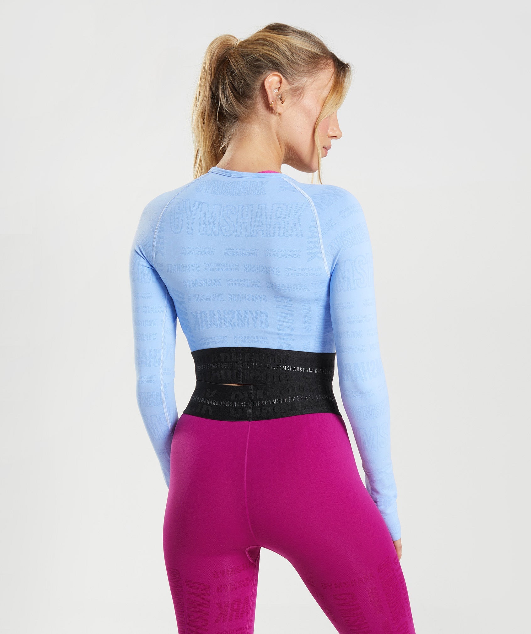 Vision Long Sleeve Crop Top in Moonstone Blue - view 2