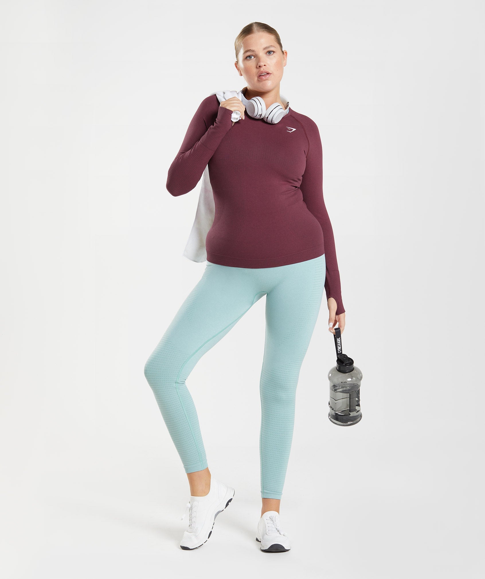 Vital Seamless 2.0 Long Sleeve Top in Baked Maroon Marl - view 4