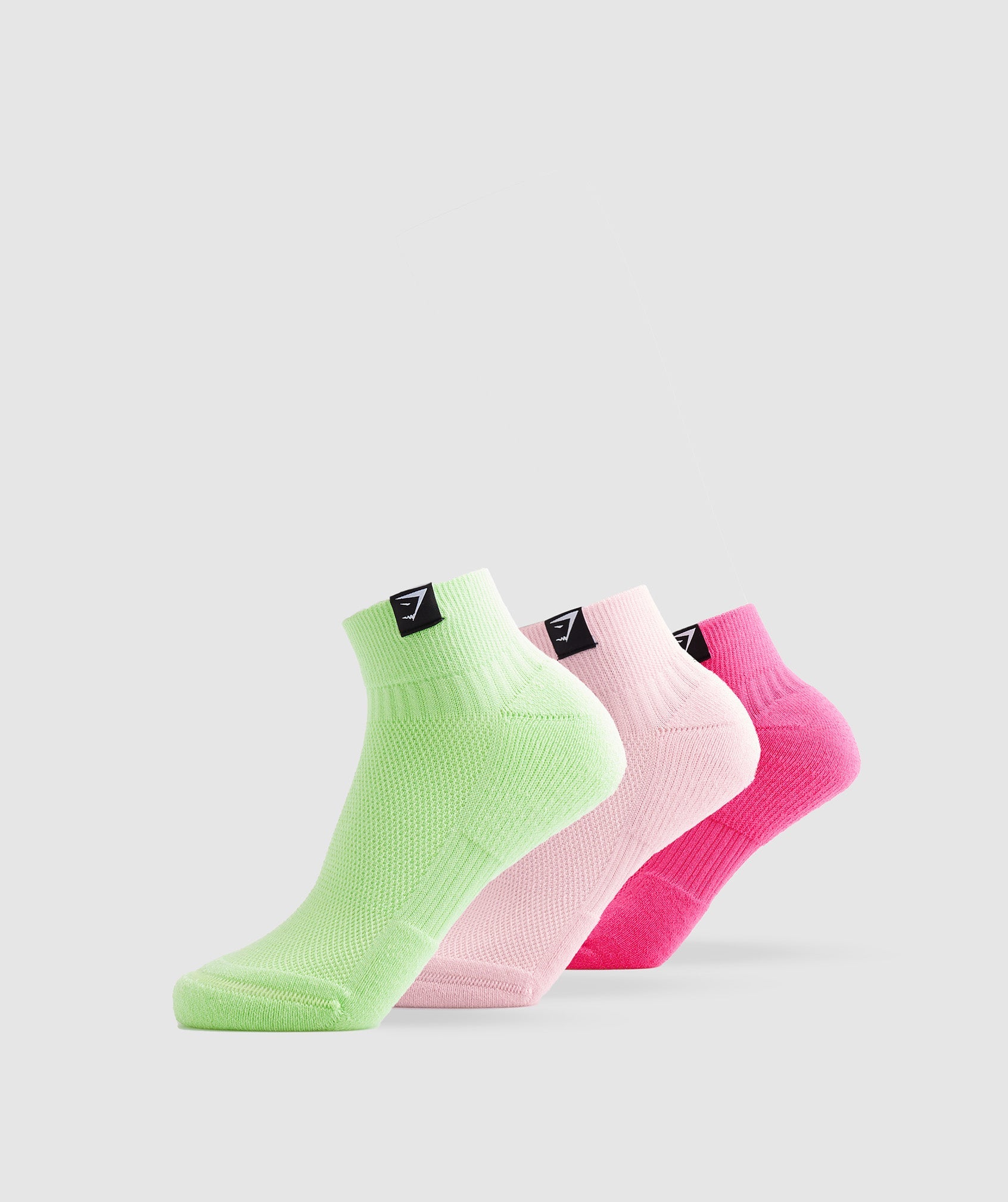 Woven Tab Sneaker Socks 3pk in Kiwi Green/Sweet Pink/Fluo Fuchsia - view 1