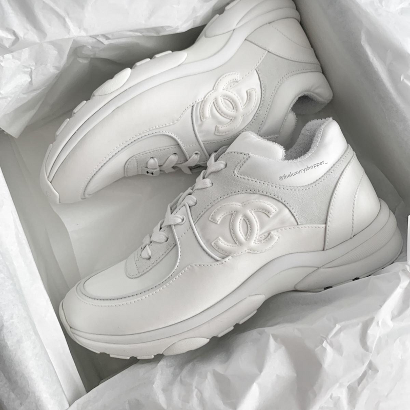 Chanel CC Logo Runner Sneaker White 