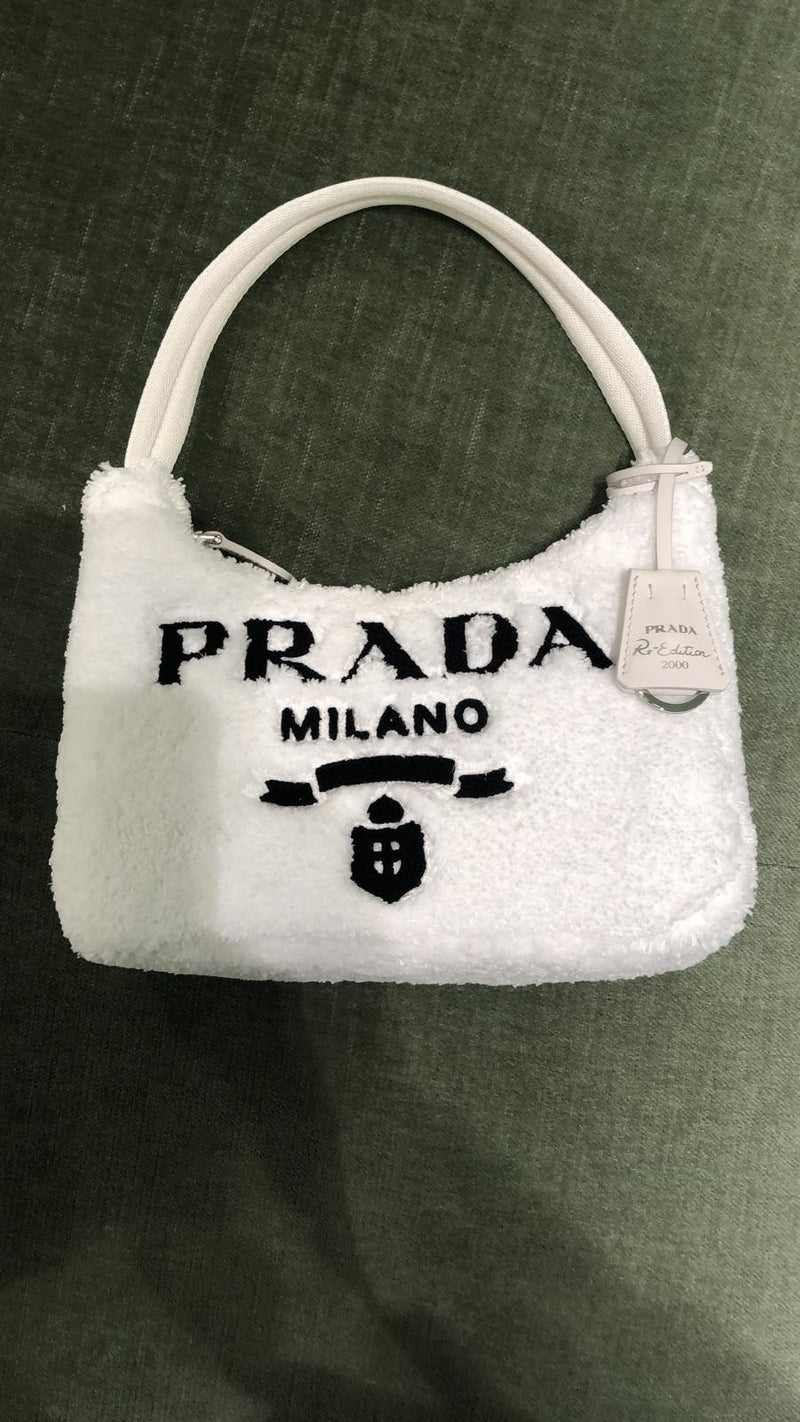 Prada Re-Edition 2000 Terry Cloth Mini Bag (White) – The Luxury Shopper