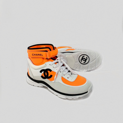 white and orange chanel sneakers
