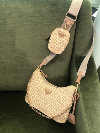 Prada Small Raffia Tote Bag (Tan) – The Luxury Shopper