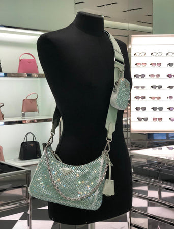 Prada Satin Bag With Crystals (Black) – The Luxury Shopper