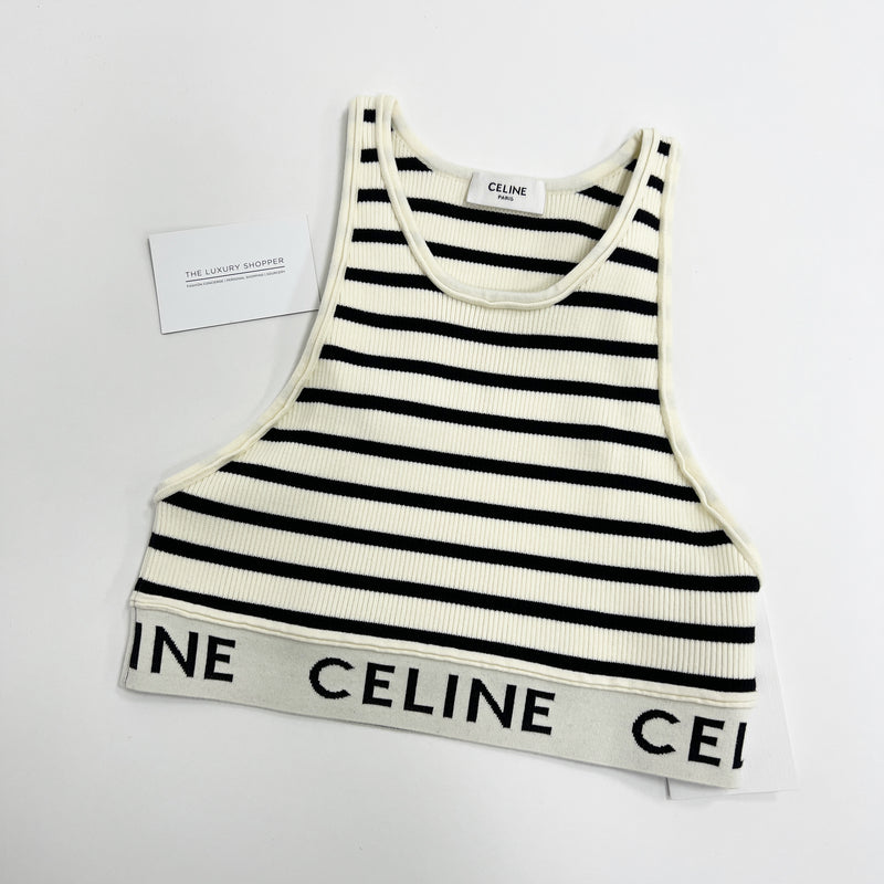 Celine Athletic Knit Striped Bra Top Black Cream – The Luxury Shopper