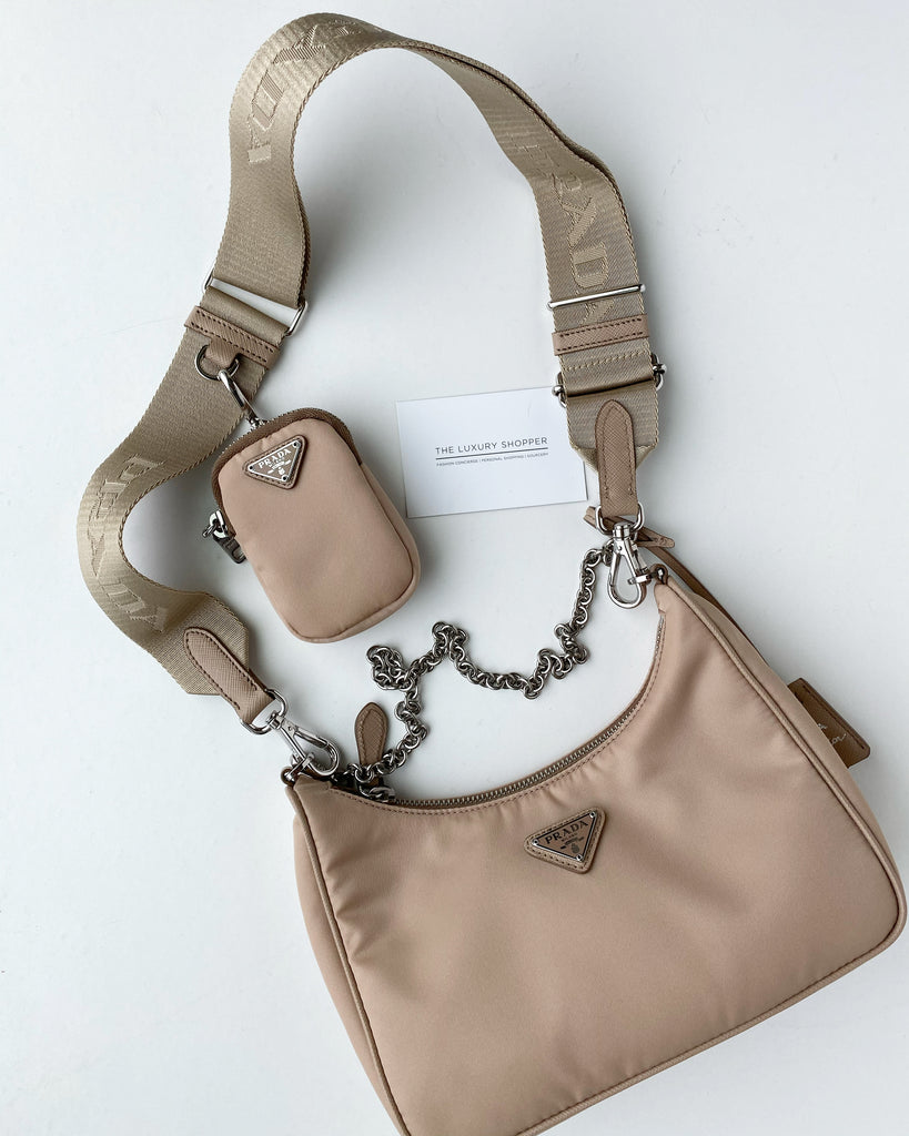 Prada Nylon Cross Body Bag Nude Prada Re-Edition 2005 Nylon Bag – The  Luxury Shopper