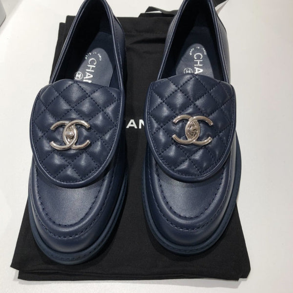 Chanel Quilted Leather Loafers Navy – The Luxury Shopper