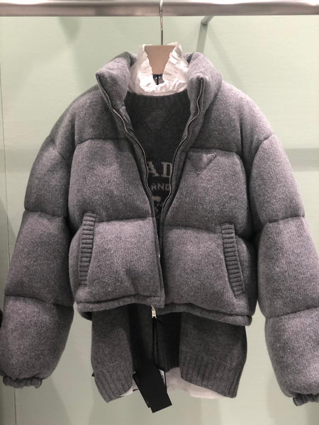 Prada Wool And Cashmere Puffer Jacket - Grey – The Luxury Shopper