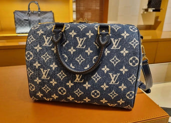 LOUIS VUITTON Monogram Jacquard Denim Speedy Bandouliere 25 Bleu