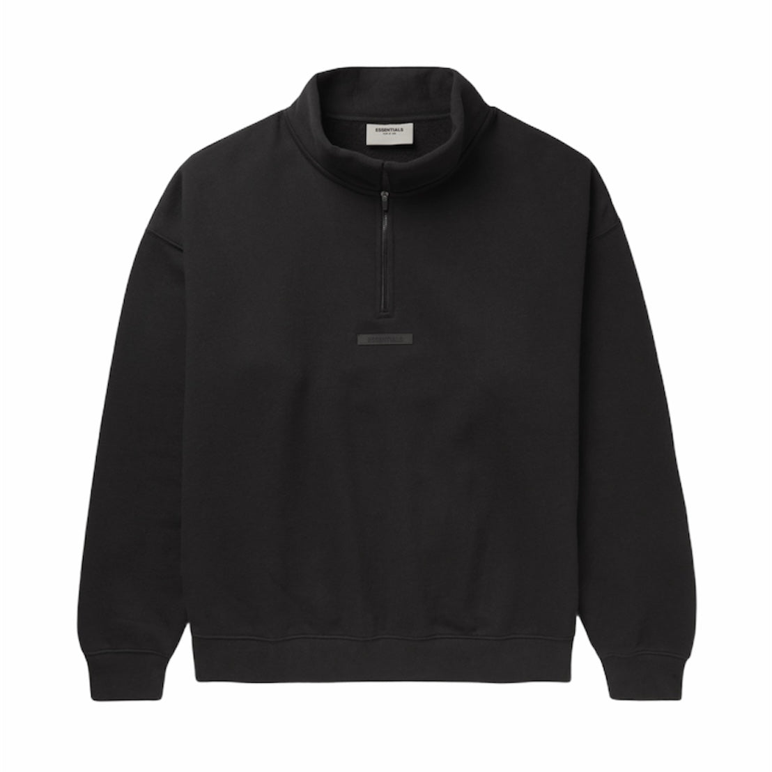Fear Of God ESSENTIALS Mock Neck Half Zip Sweatshirt Black – The Luxury ...