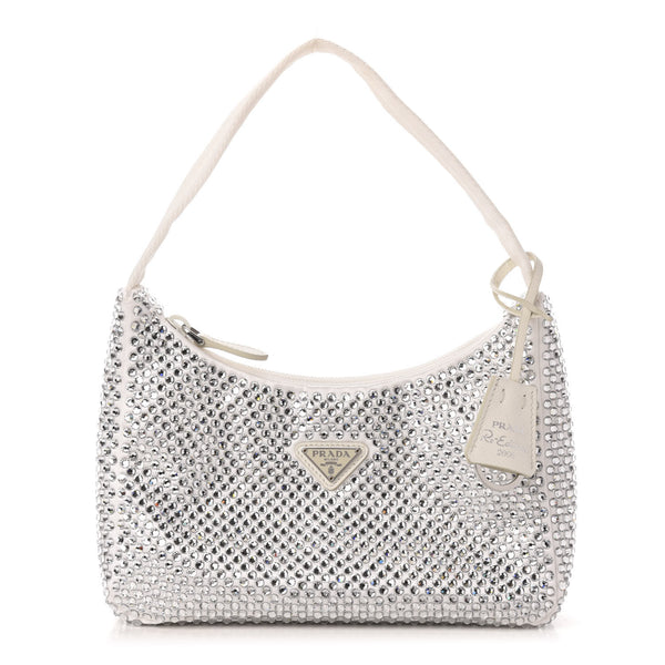 Prada Satin Bag With Crystals (White) – The Luxury Shopper