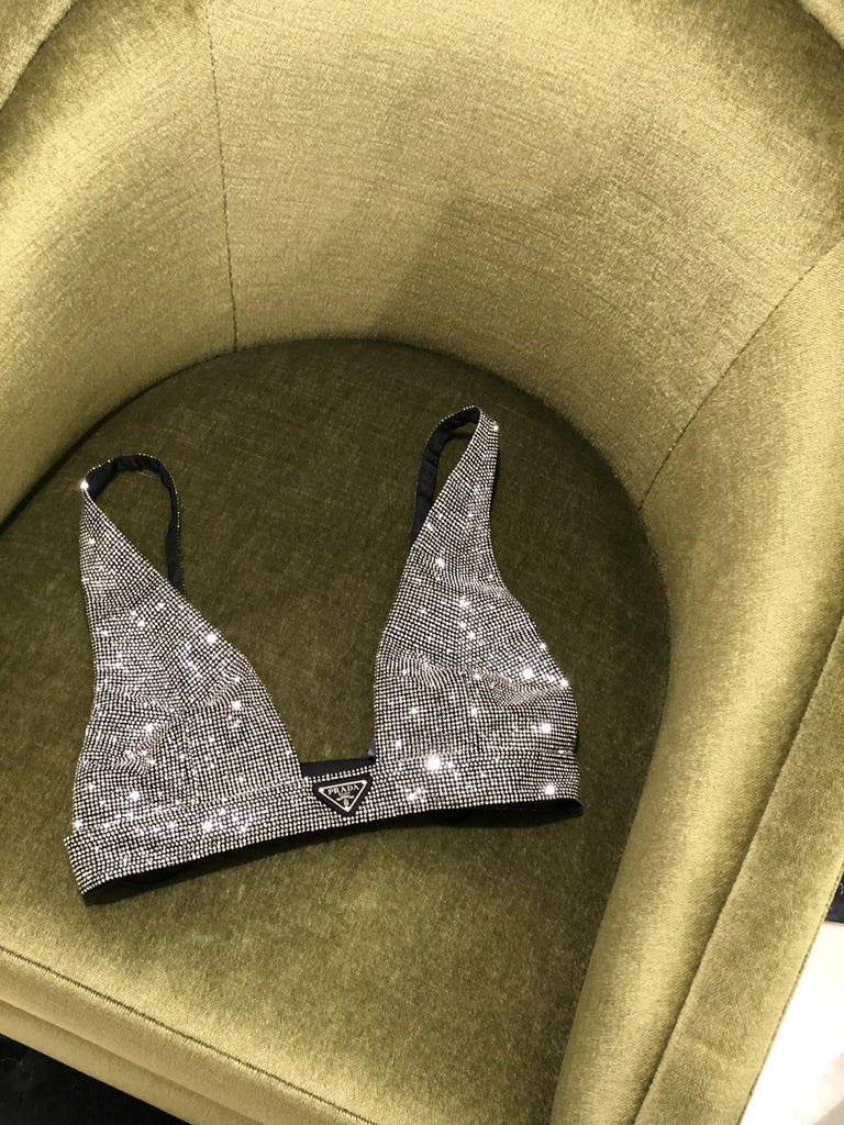 Prada Logo Tulle Strass Bralette – The Luxury Shopper