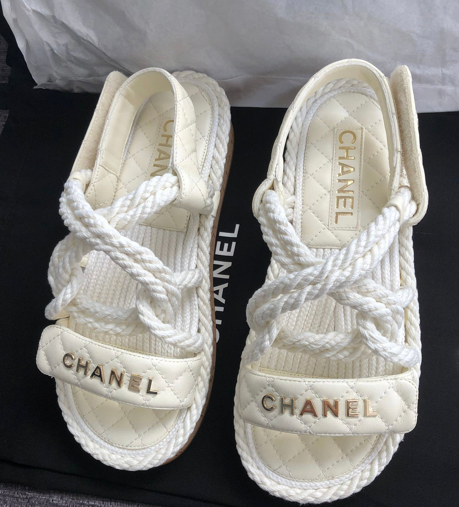 Chanel Fabric Silver CC 'Dad' Sandals Black (New Season) – The Luxury  Shopper