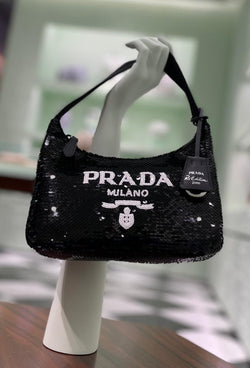 Prada Logo Sequin Re-Edition 2000 Bag (Black) – The Luxury Shopper