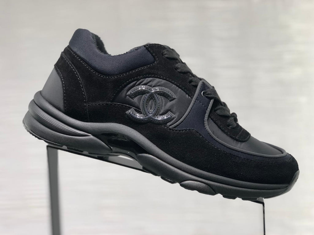 Chanel CC Logo Runner Sneaker Reflective Triple Black Leather Suede – The  Luxury Shopper