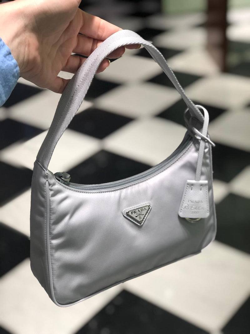 Prada Re-Edition 2000 Nylon Mini Bag Grey Light Blue – The Luxury Shopper
