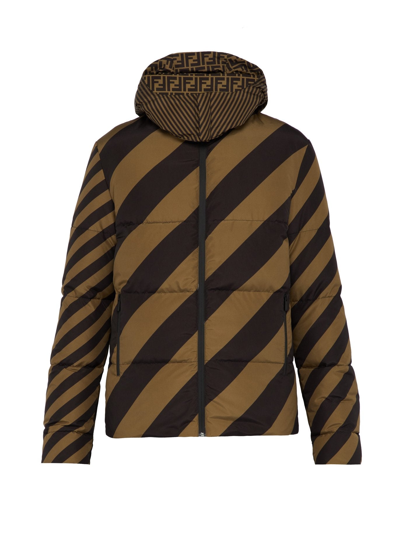 Fendi Men Reversible Striped FF Down Jacket Puffa Brown – The Luxury ...