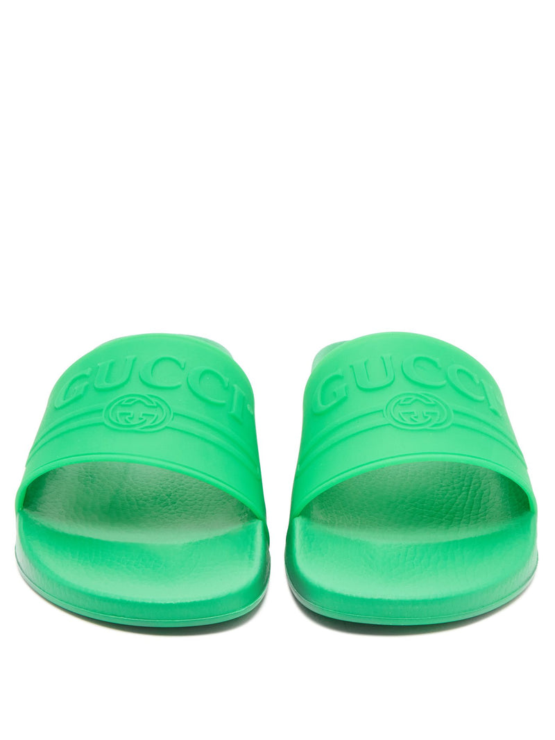Gucci Rubber Logo Pool Slides Green SS18 – The Luxury Shopper