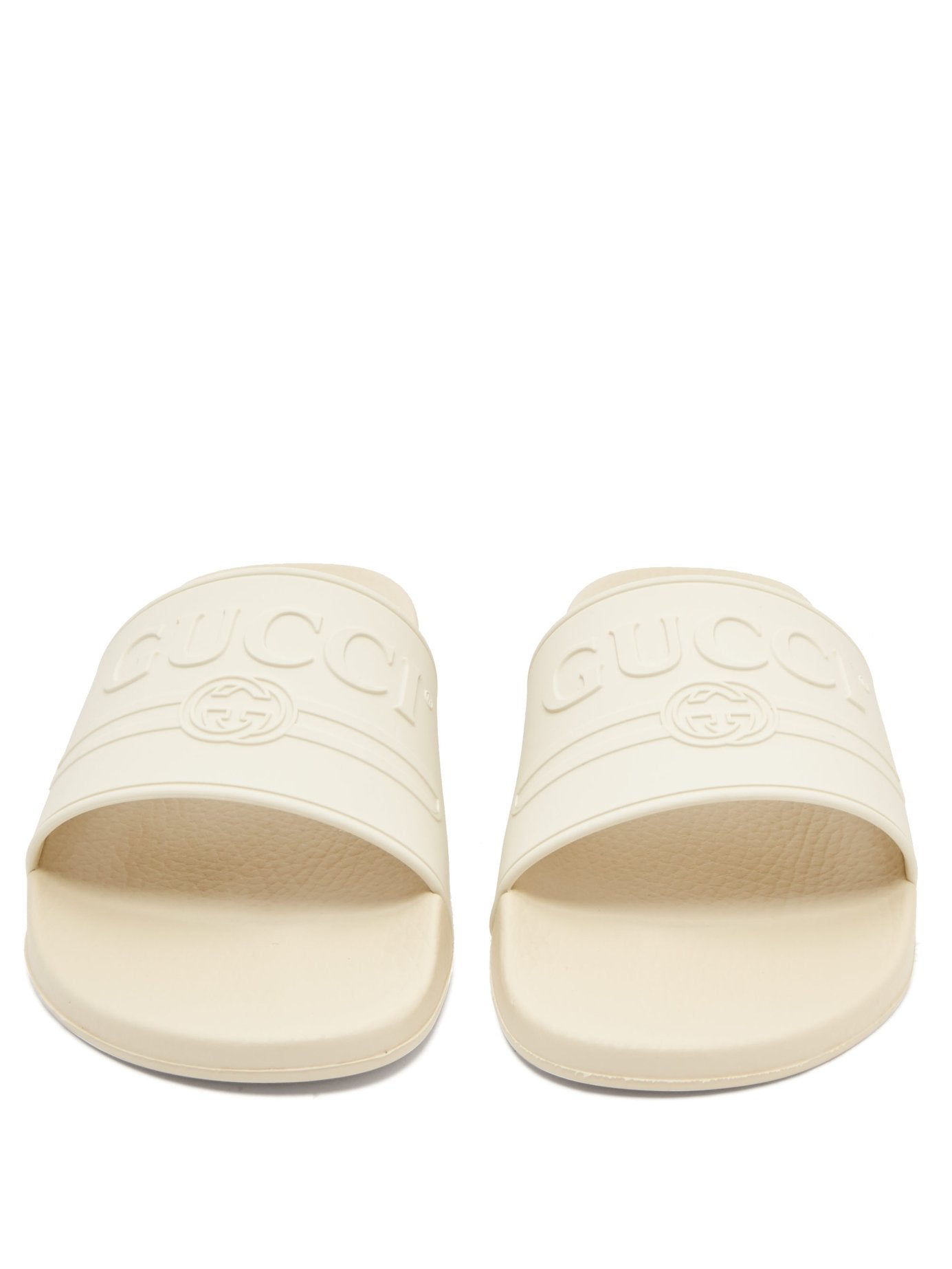 Gucci Rubber Logo Pool Slides White SS18 – The Luxury Shopper