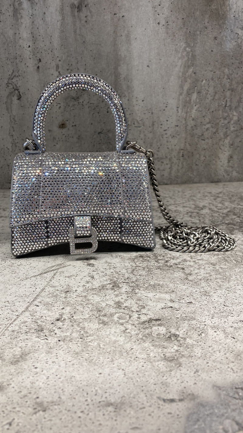 Hourglass handbag Balenciaga Silver in Suede  25177611