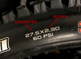 Diameter x Width on a bike tube