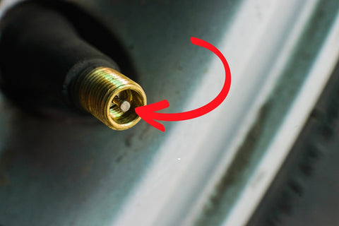 Valve core inside a tire valve stem