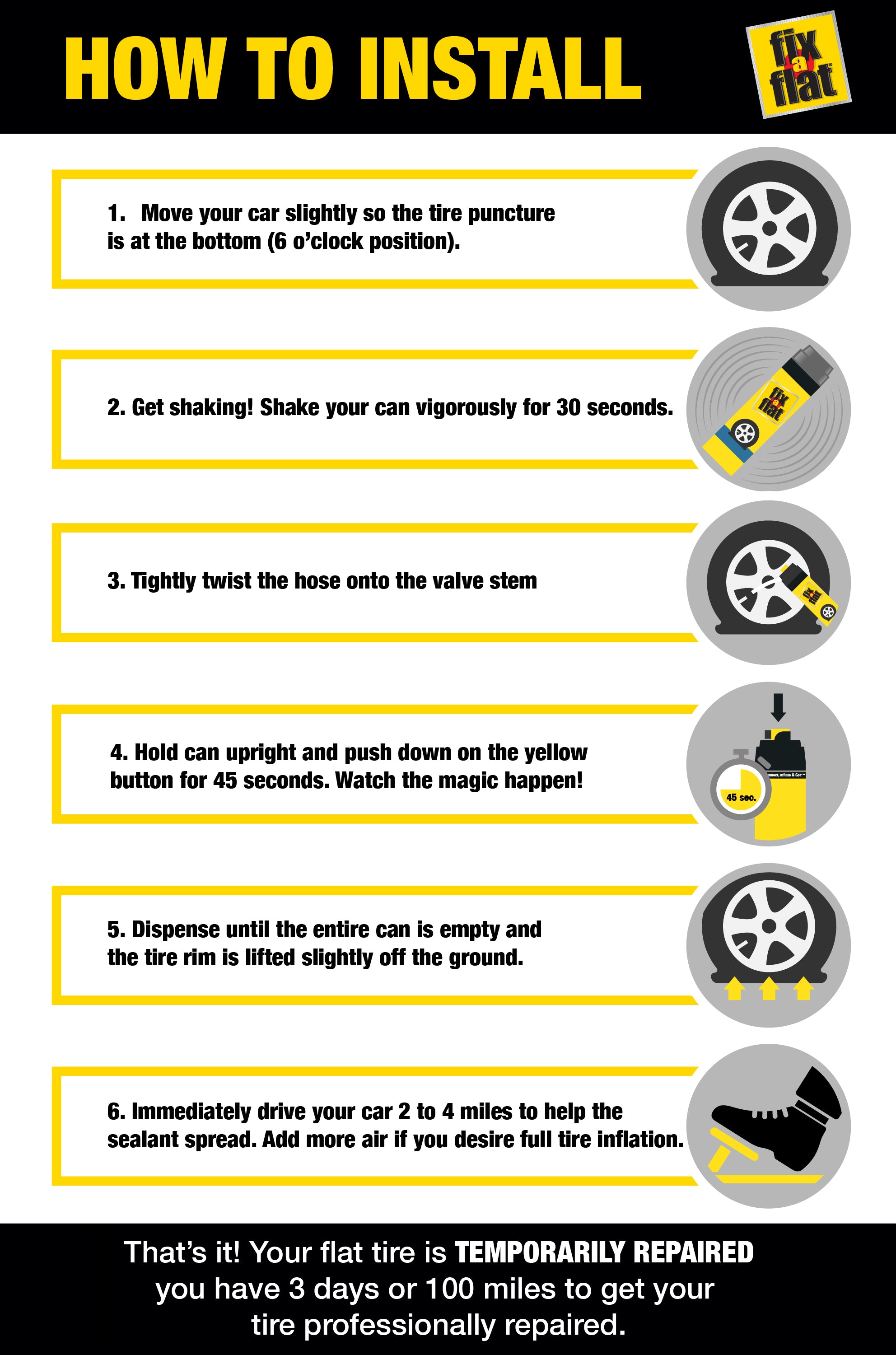 Fix-a-Flat Written Instructions