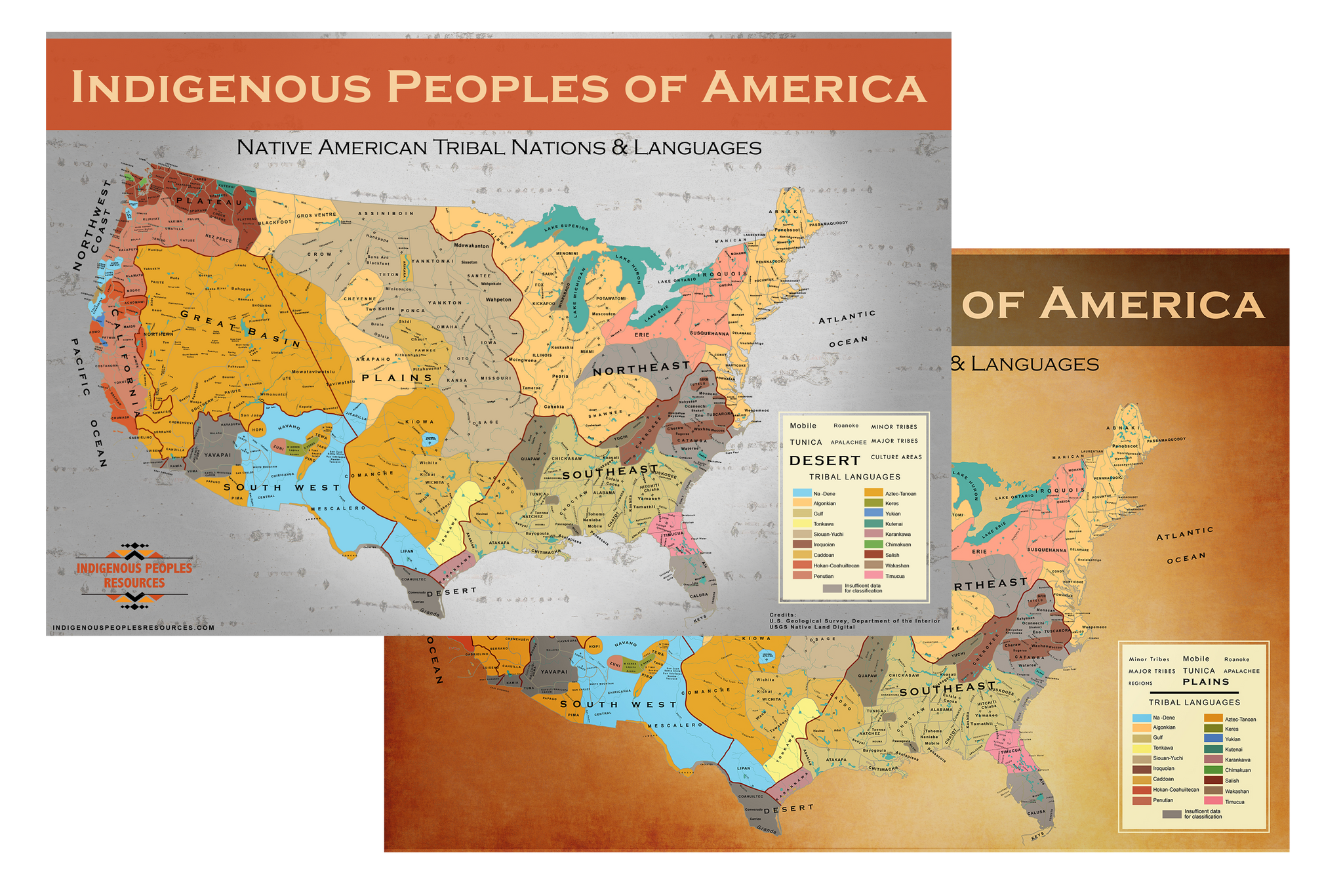 Native American Map Tribal Nations And Languages Posterwall Map Indigenous Peoples Resources 4918