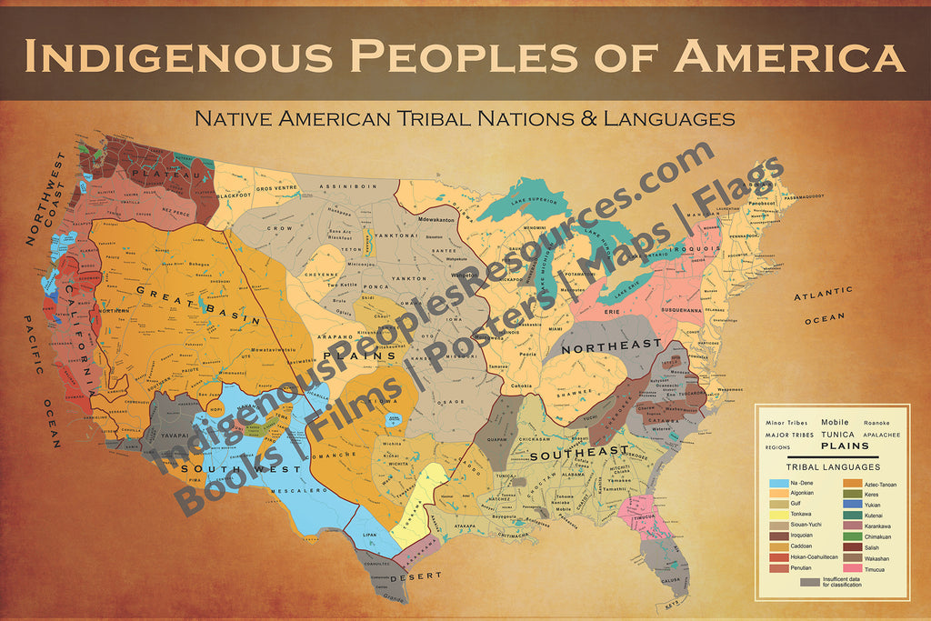 Native American Map - Tribal Nations & Languages Poster/Wall Map ...