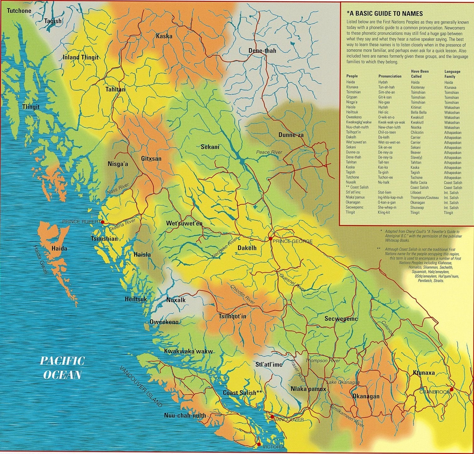 First Nations Peoples of British Columbia Map - First Nations Native