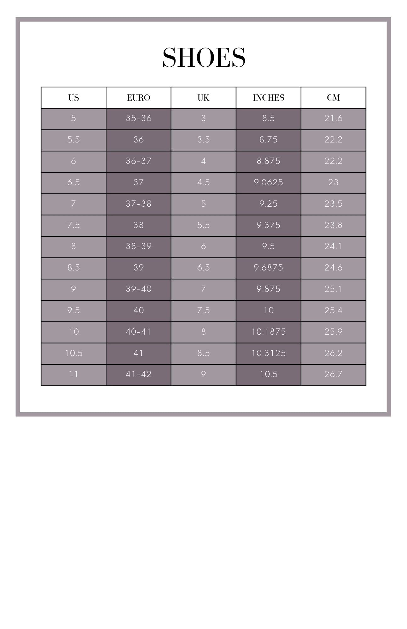 women's footwear sizing