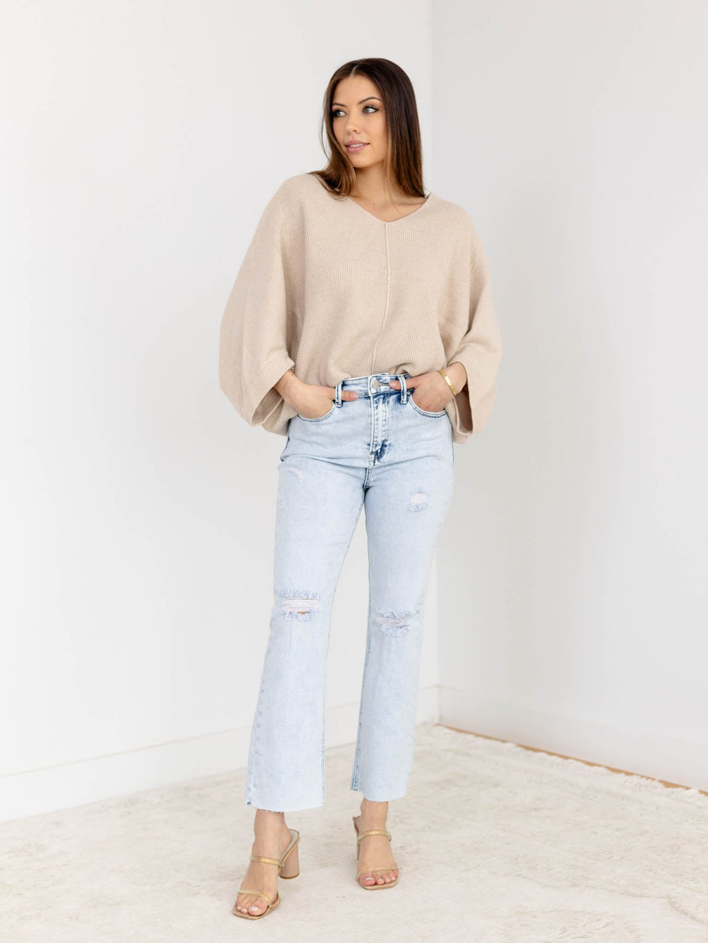 RISEN Acid Light High Rise Crop StraightDenim jeans