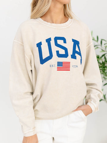 USA Est.1776 Thermal Vintage PulloverScreen tees